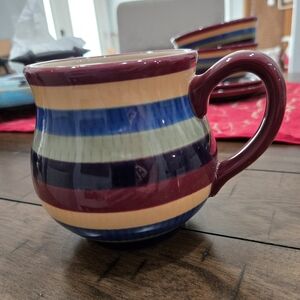 Longaberger Multi Colored Stripes Ceramic Mug